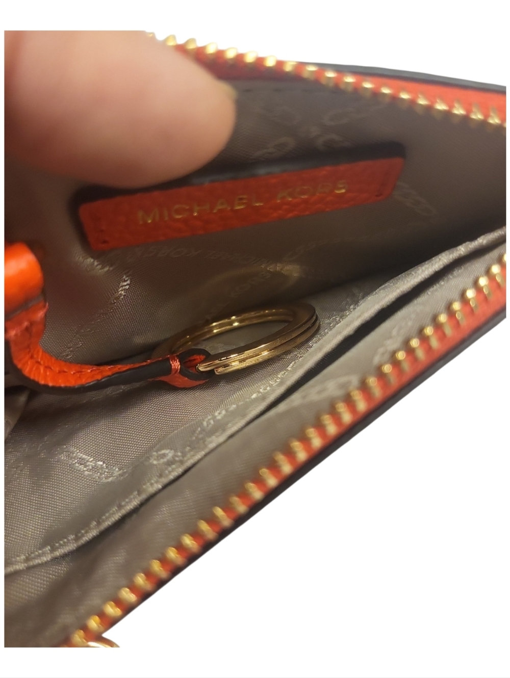 NWT Michael Kors Optic Orange Small Pebbled Leather Coin Purse Wristlet Wallet - Picture 9 of 12